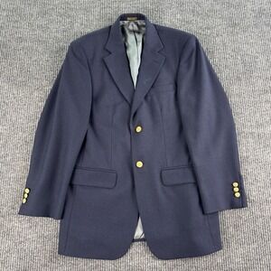 Vintage Stafford Blazer 36 R Blue Wool Golden Button Hopsack USA Premium Uniform